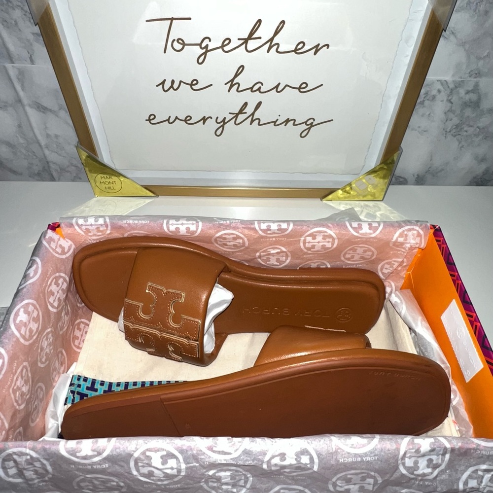 Authentic Tory Burch Double T sport slide Sandel size 8